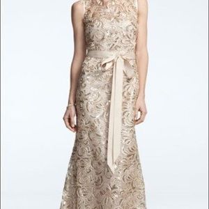 Betsy & Adam gold sequin gown